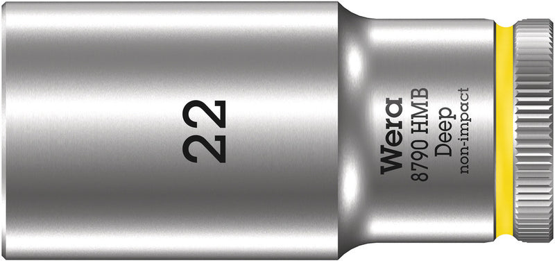 Wera 05004544001, 22mm Hex Socket, 3/8" Square Drive, Metric Hex, 6-Point, Chrome, Power Socket, 8790 HMB Deep