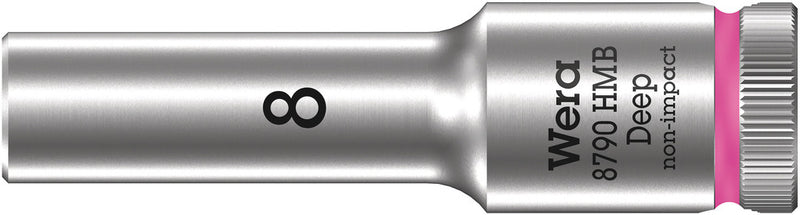 Wera 05004530001, 8mm Hex Socket, 3/8" Square Drive, Metric Hex, 6-Point, Chrome, Power Socket, 8790 HMB Deep