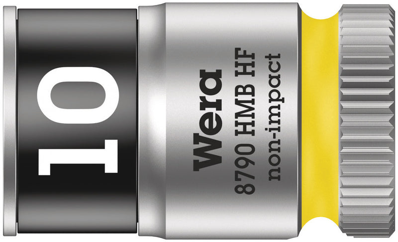 Wera 05003744001, 10mm Hex Socket, 3/8" Square Drive, Metric Hex, 6-Point, Chrome, Holding Function, Power Socket, 8790 HMB HF