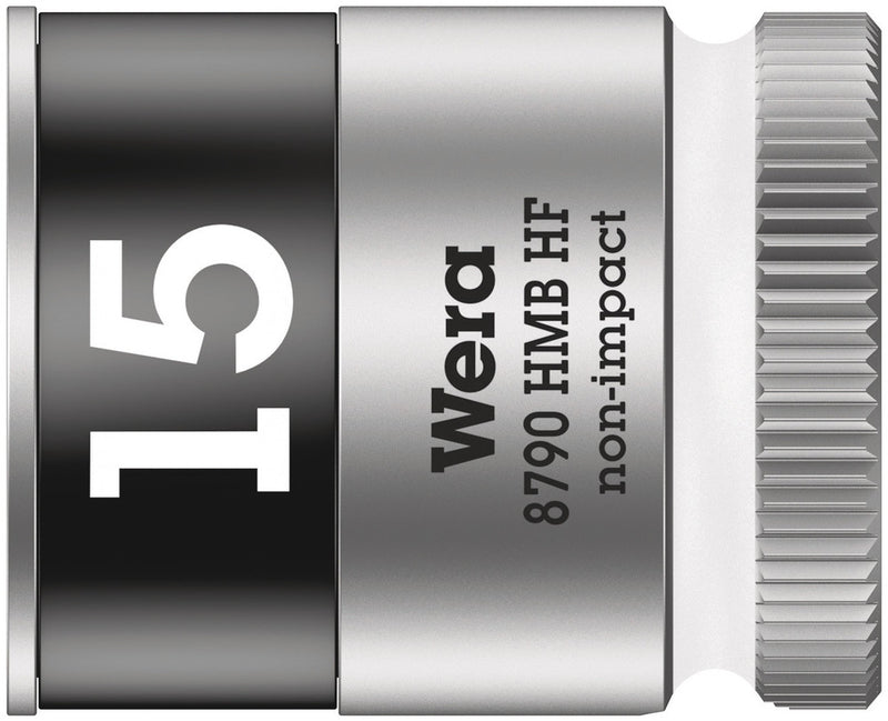 Wera 05003749001, 15mm Hex Socket, 3/8" Square Drive, Metric Hex, 6-Point, Chrome, Holding Function, Power Socket, 8790 HMB HF