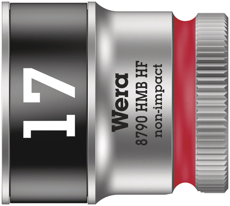 Wera 05003751001, 17mm Hex Socket, 3/8" Square Drive, Metric Hex, 6-Point, Chrome, Holding Function, Power Socket, 8790 HMB HF