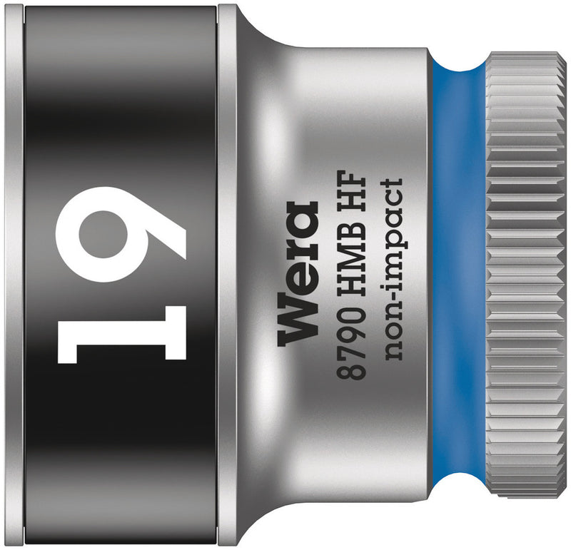 Wera 05003753001, 19mm Hex Socket, 3/8" Square Drive, Metric Hex, 6-Point, Chrome, Holding Function, Power Socket, 8790 HMB HF