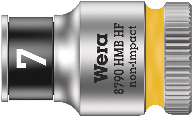 Wera 05003741001, 7mm Hex Socket, 3/8" Square Drive, Metric Hex, 6-Point, Chrome, Holding Function, Power Socket, 8790 HMB HF
