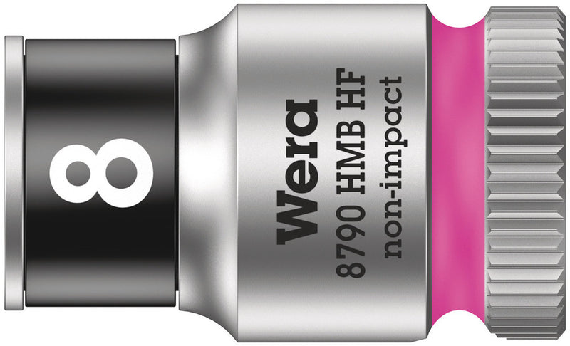 Wera 05003742001, 8mm Hex Socket, 3/8" Square Drive, Metric Hex, 6-Point, Chrome, Holding Function, Power Socket, 8790 HMB HF