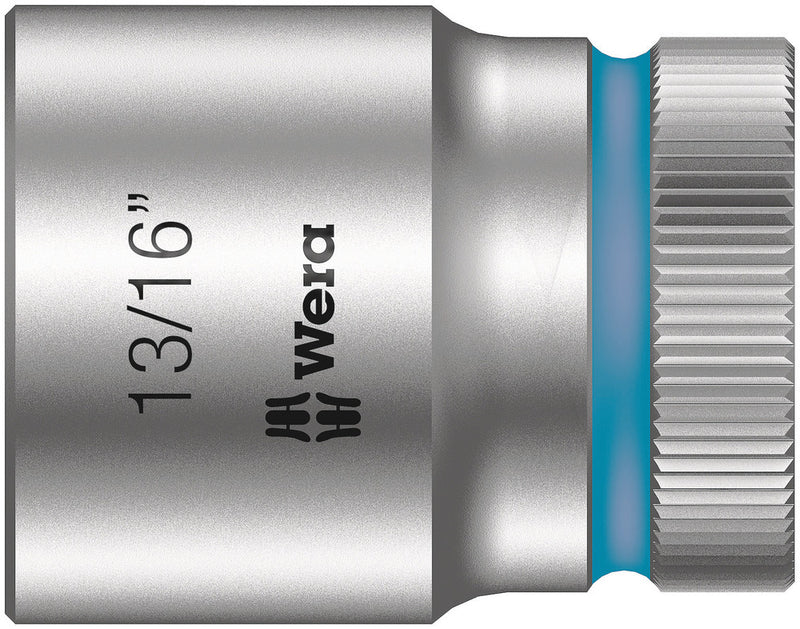 Wera 05003627001, 13/16" Hex Socket, 1/2" Square Drive, Inch Hex, 6-Point, Chrome, Power Socket, 8790 HMC