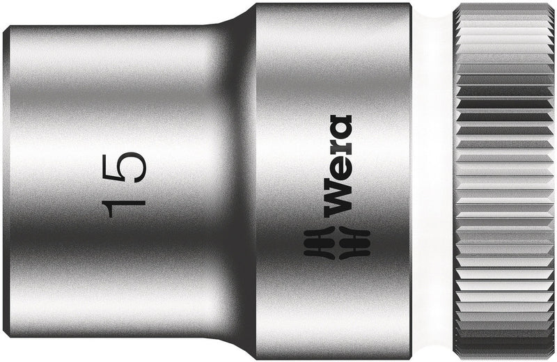 Wera 05003606001, 15mm Hex Socket, 1/2" Square Drive, Metric Hex, 6-Point, Chrome, Power Socket, 8790 HMC