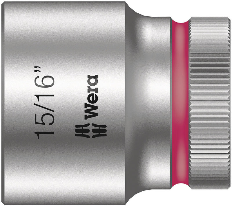 Wera 05003629001, 15/16" Hex Socket, 1/2" Square Drive, Inch Hex, 6-Point, Chrome, Power Socket, 8790 HMC