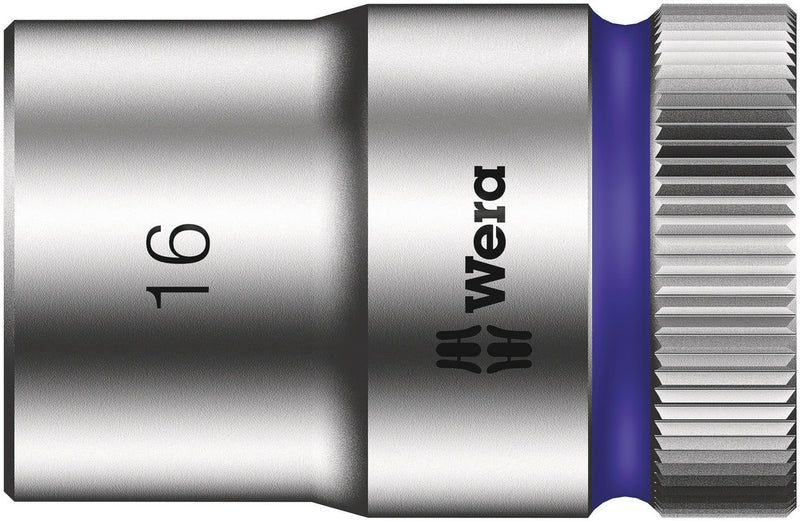 Wera 05003607001, 16mm Hex Socket, 1/2" Square Drive, Metric Hex, 6-Point, Chrome, Power Socket, 8790 HMC