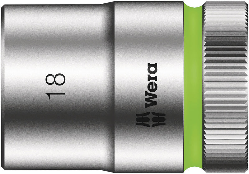 Wera 05003609001, 18mm Hex Socket, 1/2" Square Drive, Metric Hex, 6-Point, Chrome, Power Socket, 8790 HMC