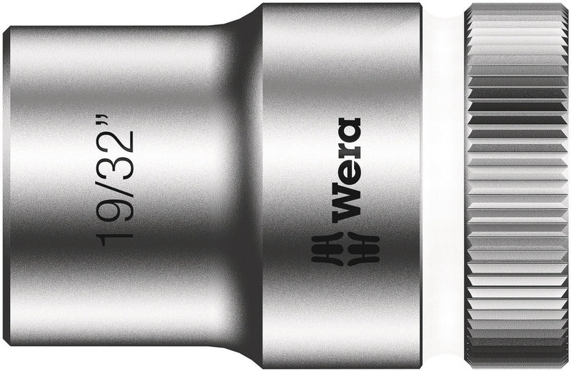 Wera 05003622001, 19/32" Hex Socket, 1/2" Square Drive, Inch Hex, 6-Point, Chrome, Power Socket, 8790 HMC