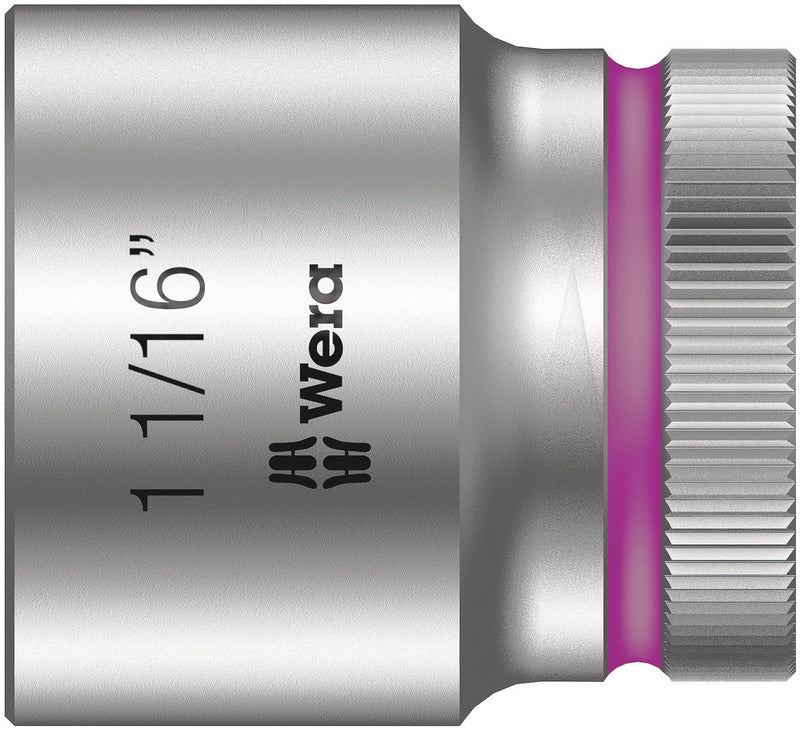 Wera 05003632001, 1-1/16" Hex Socket, 1/2" Square Drive, Inch Hex, 6-Point, Chrome, Power Socket, 8790 HMC