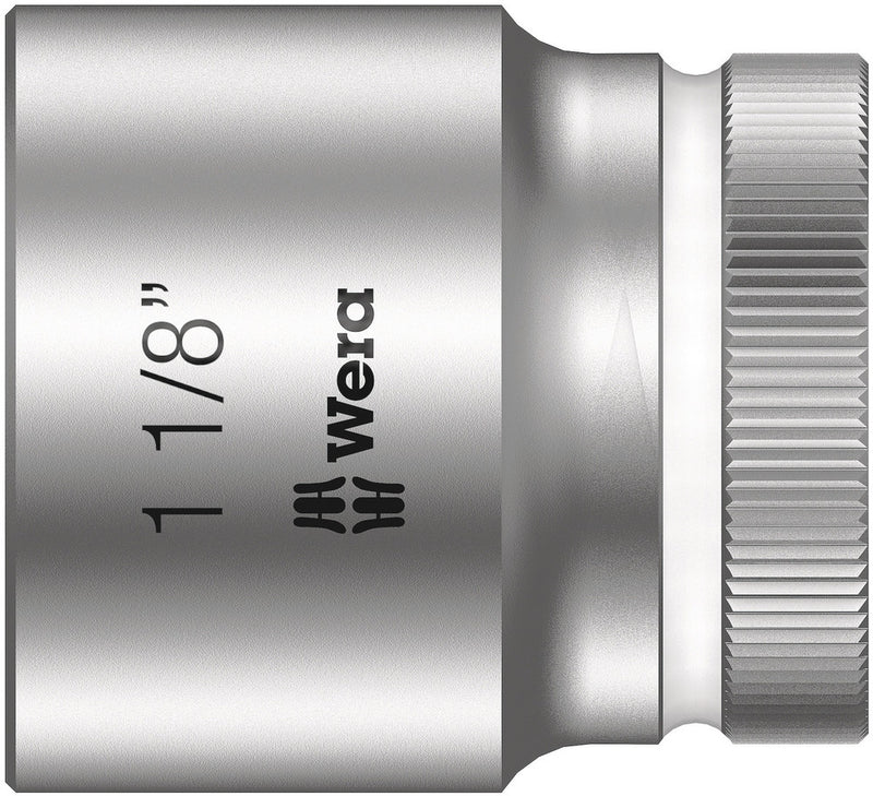 Wera 05003633001, 1-1/8" Hex Socket, 1/2" Square Drive, Inch Hex, 6-Point, Chrome, Power Socket, 8790 HMC