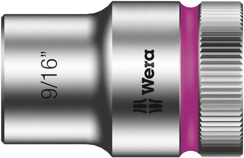 Wera 05003621001, 9/16" Hex Socket, 1/2" Square Drive, Inch Hex, 6-Point, Chrome, Power Socket, 8790 HMC