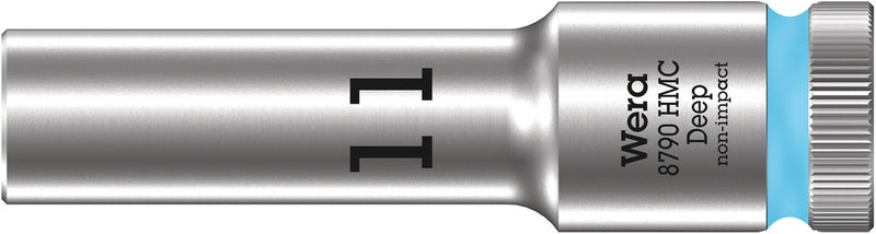 Wera 05004551001, 11mm Hex Socket, 1/2" Square Drive, Metric Hex, 6-Point, Chrome, Power Socket, 8790 HMC Deep