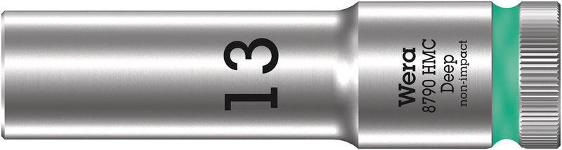 Wera 05004553001, 13mm Hex Socket, 1/2" Square Drive, Metric Hex, 6-Point, Chrome, Power Socket, 8790 HMC Deep