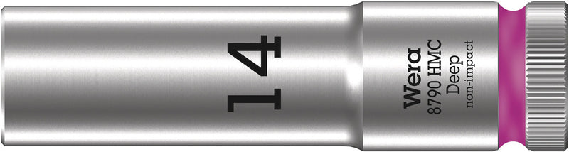 Wera 05004554001, 14mm Hex Socket, 1/2" Square Drive, Metric Hex, 6-Point, Chrome, Power Socket, 8790 HMC Deep