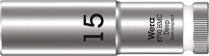 Wera 05004555001, 15mm Hex Socket, 1/2" Square Drive, Metric Hex, 6-Point, Chrome, Power Socket, 8790 HMC Deep