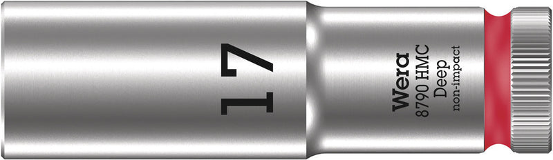 Wera 05004557001, 17mm Hex Socket, 1/2" Square Drive, Metric Hex, 6-Point, Chrome, Power Socket, 8790 HMC Deep