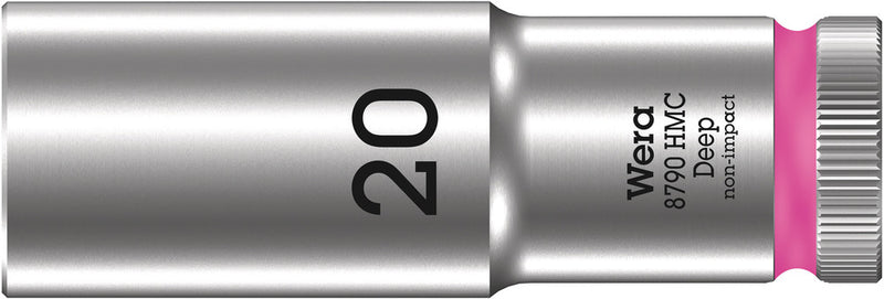 Wera 05004560001, 20mm Hex Socket, 1/2" Square Drive, Metric Hex, 6-Point, Chrome, Power Socket, 8790 HMC Deep