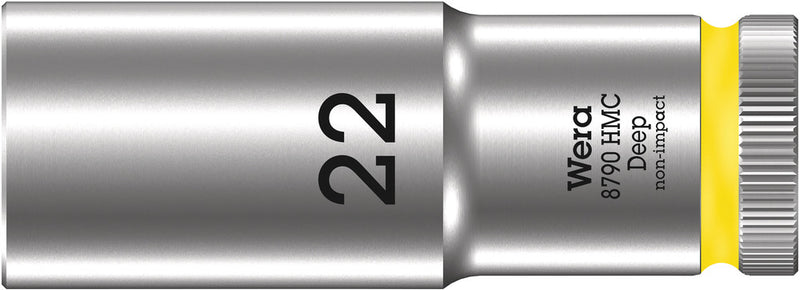 Wera 05004562001, 22mm Hex Socket, 1/2" Square Drive, Metric Hex, 6-Point, Chrome, Power Socket, 8790 HMC Deep