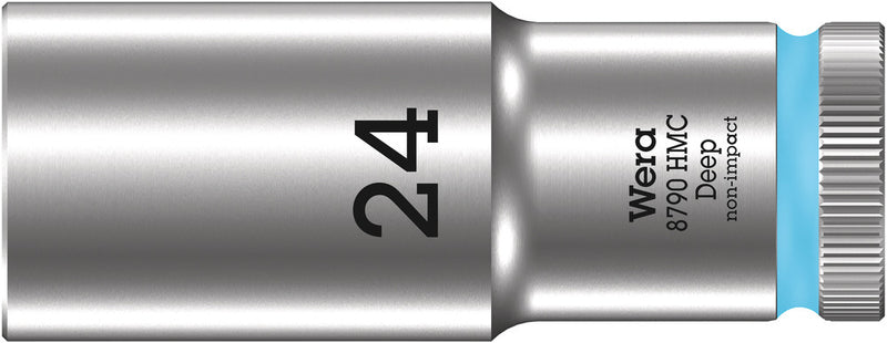 Wera 05004563001, 24mm Hex Socket, 1/2" Square Drive, Metric Hex, 6-Point, Chrome, Power Socket, 8790 HMC Deep