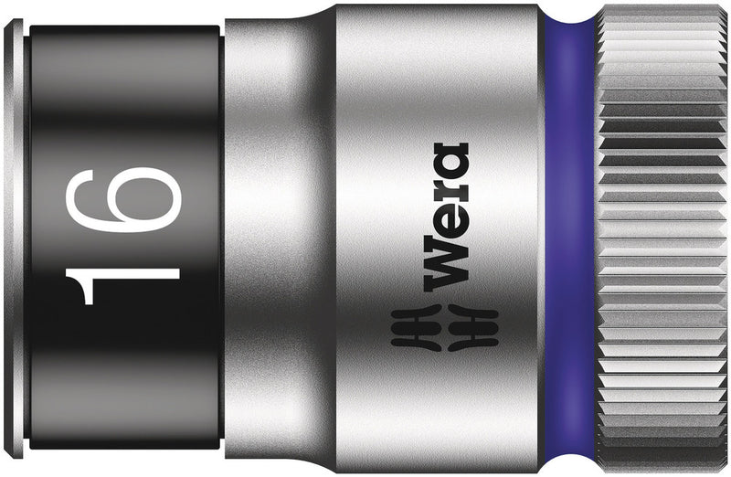 Wera 05003736001, 16mm Hex Socket, 1/2" Square Drive, Metric Hex, 6-Point, Chrome, Holding Function, Power Socket, 8790 HMC HF