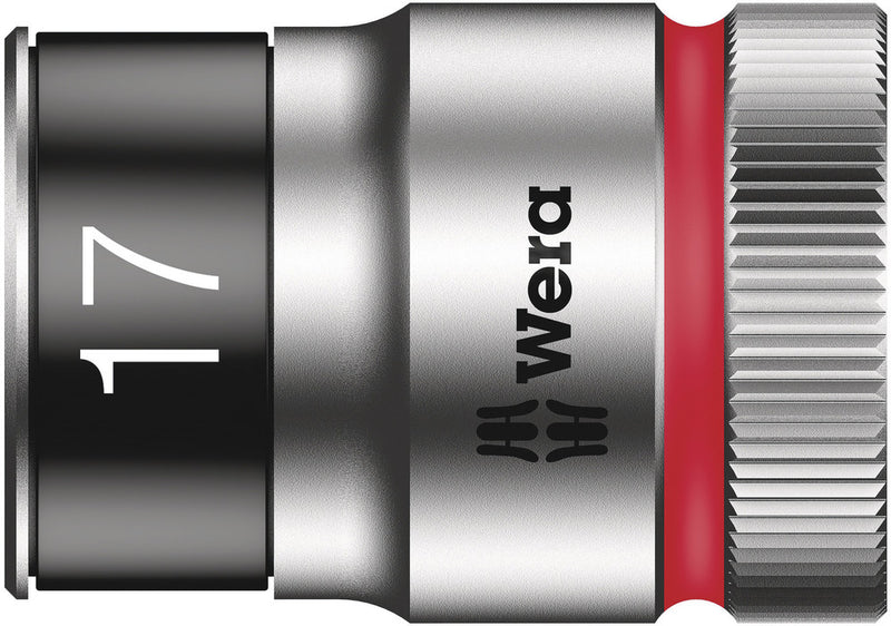 Wera 05003737001, 17mm Hex Socket, 1/2" Square Drive, Metric Hex, 6-Point, Chrome, Holding Function, Power Socket, 8790 HMC HF