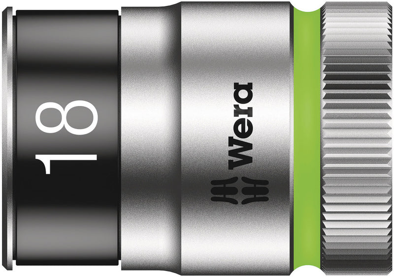 Wera 05003738001, 18mm Hex Socket, 1/2" Square Drive, Metric Hex, 6-Point, Chrome, Holding Function, Power Socket, 8790 HMC HF
