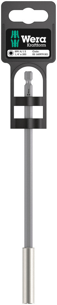 Wera 05160979001, 1/4" Hex Holder Screwdriver Bit Holder 899/4/1 S, 1/4" Hex Power Drive, Length 7.9" (200mm), Universal, Retaining Ring
