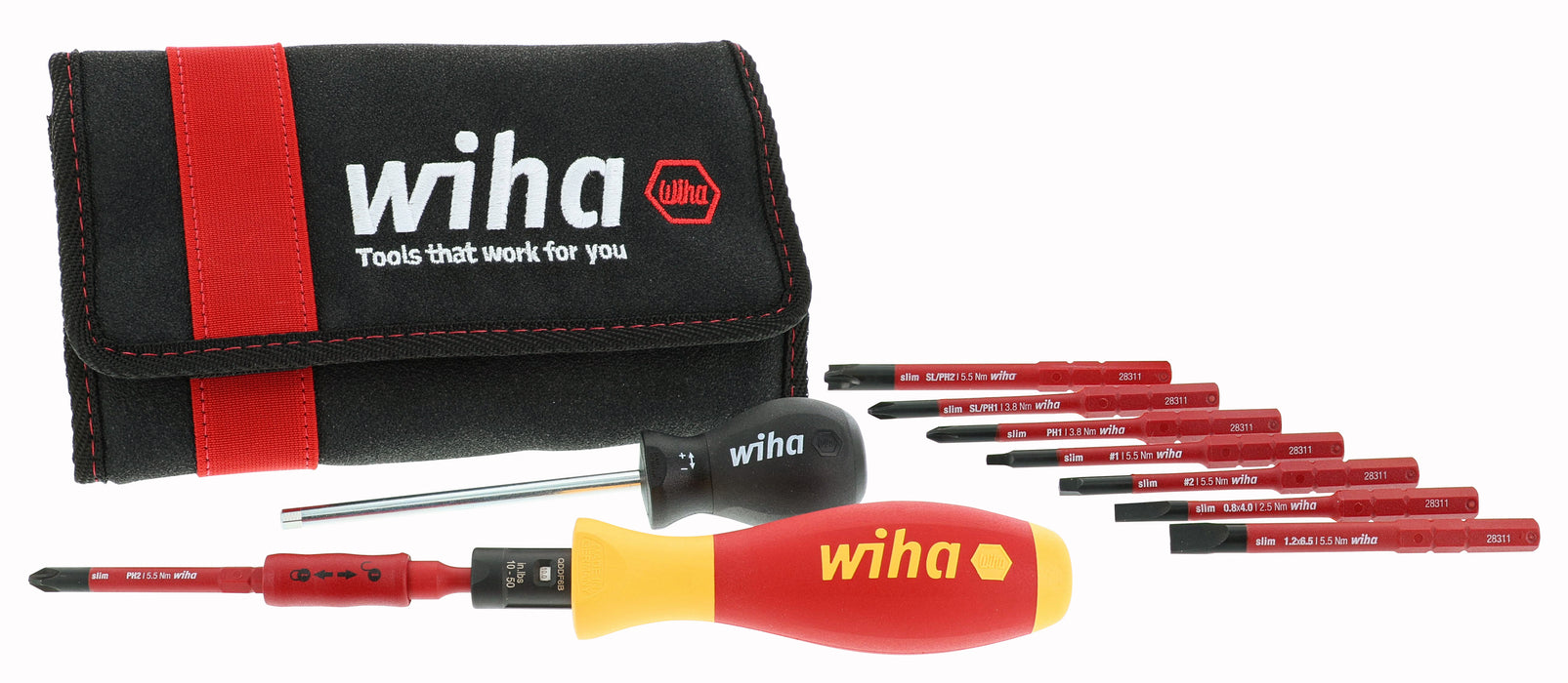 Wiha 28789 11 Piece Insulated TorqueVario-S (10-50 In/lbs) and SlimLine Blade Set