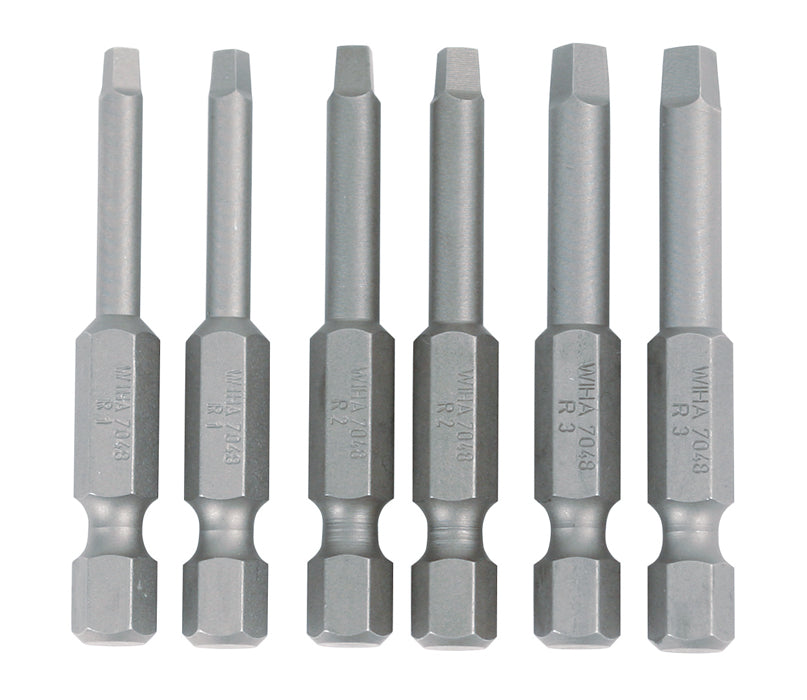 Wiha 74895 Square Power Bit #1, 2 and 3 x 50mm - 6 Pack