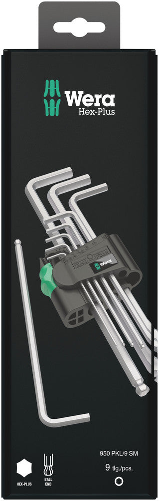 Wera 05073391001, Chrome, Ball-End, Hex-Plus, Metric Hex L-Key, 950/9