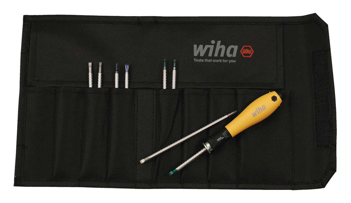 Wiha 26994 9 Piece ESD Safe Drive-loc VI Blade Set with Canvas Pouch