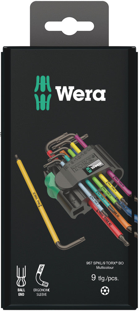 Wera 05073599001, Multicolor, BlackLaser, Ball-End, Tamper-Resistant, Torx L-Key, 967/9 TX