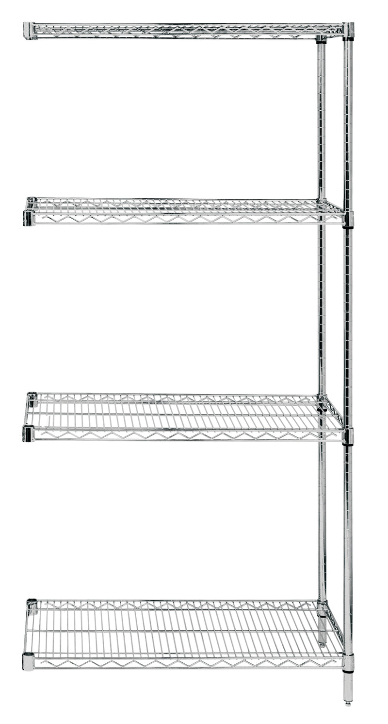 Quantum AD54-1824S, 18"W 24"D 54"H AD Wire Shelving Add-On Kit, 304 Stainless Steel, NSF, 18" Deep