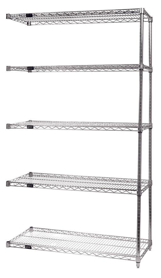Quantum AD54-2142C-5, 21"W 42"D 54"H AD Wire Shelving Add-On Kit, Chrome Plated Finish, NSF, 21" Deep