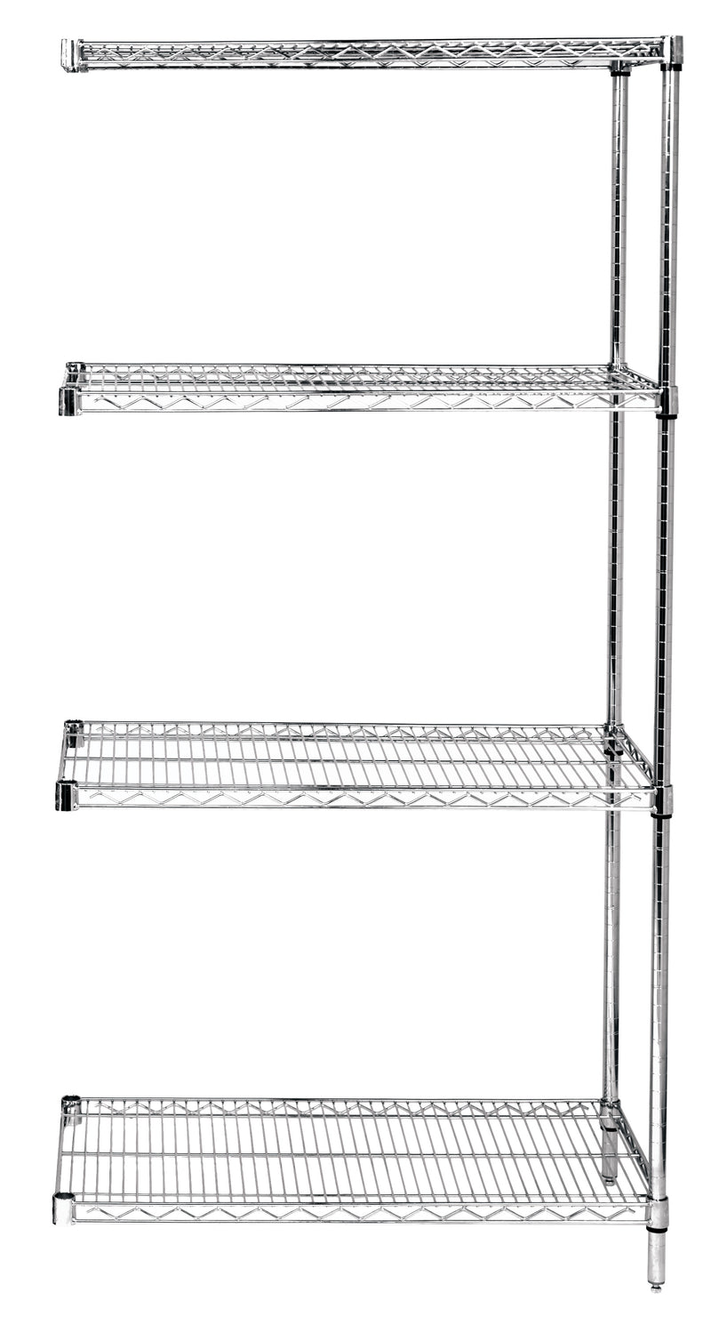 Quantum AD54-1424C, 14"W 24"D 54"H AD Wire Shelving Add-On Kit, Chrome Plated Finish, NSF, 14" Deep