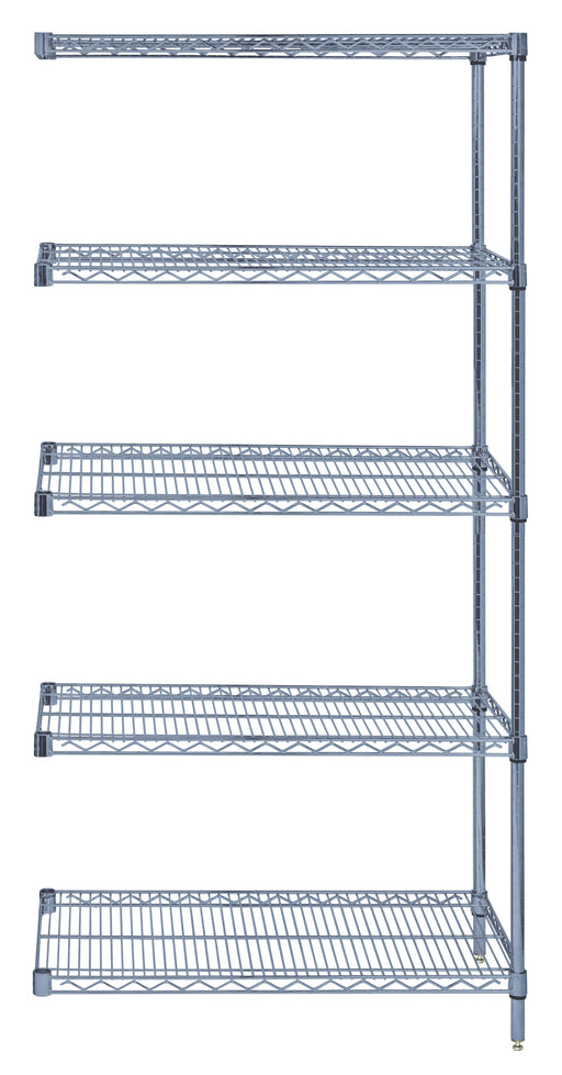 Quantum AD74-2454GY-5, 24"W 54"D 74"H AD Wire Shelving Add-On Kit, Gray Epoxy Antimicrobial Finish, NSF, 24" Deep