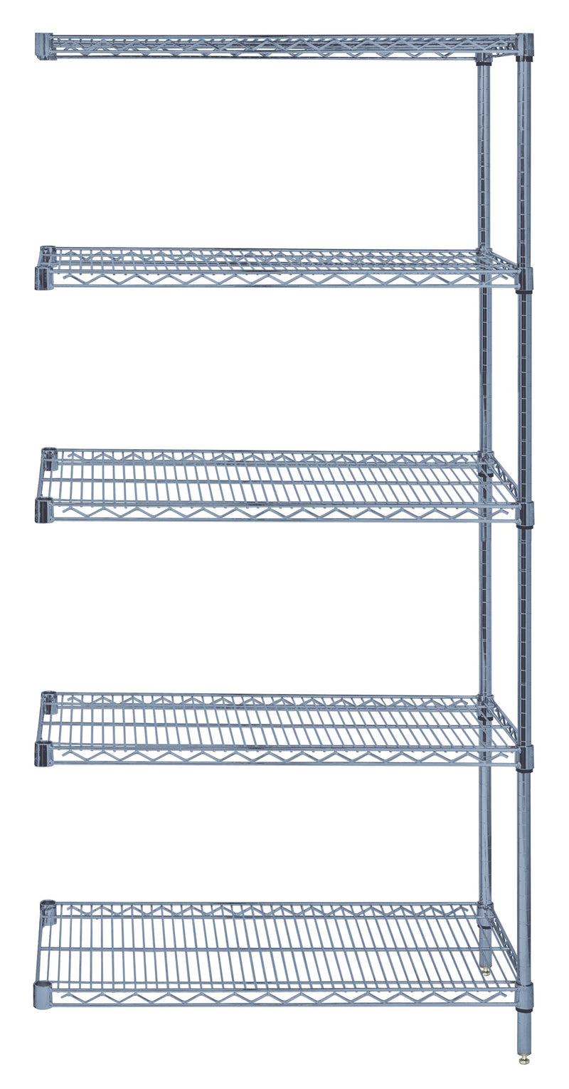 Quantum AD54-1248GY-5, 12"W 48"D 54"H AD Wire Shelving Add-On Kit, Gray Epoxy Antimicrobial Finish, NSF, 12" Deep