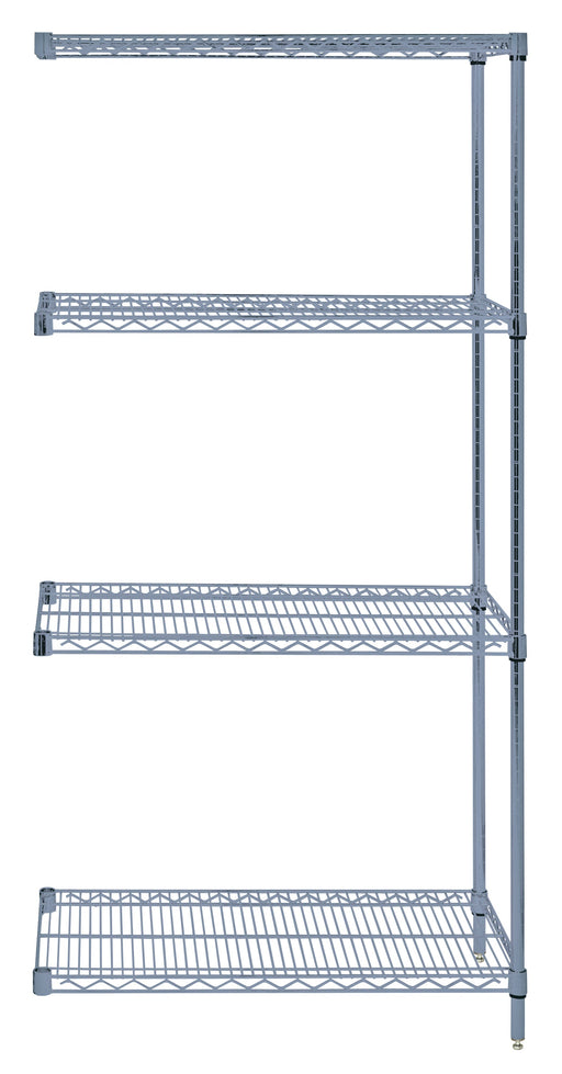 Quantum AD63-1424GY, 14"W 24"D 63"H AD Wire Shelving Add-On Kit, Gray Epoxy Antimicrobial Finish, NSF, 14" Deep