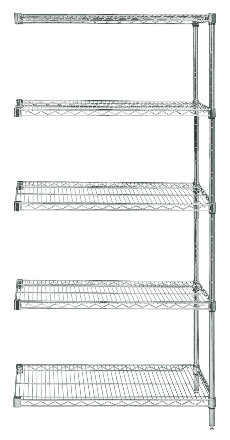 Quantum AD63-3660S-5, 36"W 60"D 63"H AD Wire Shelving Add-On Kit, 304 Stainless Steel, NSF, 36" Deep