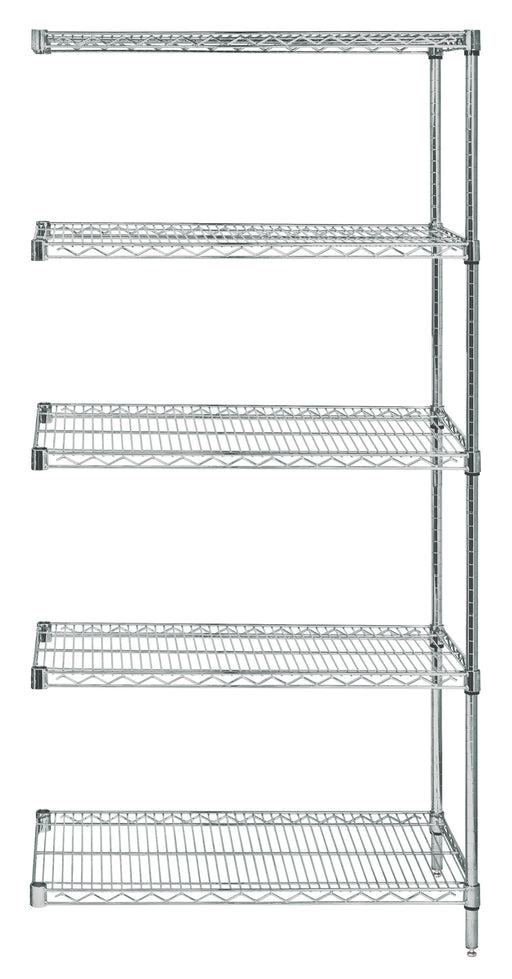 Quantum AD54-2136S-5, 21"W 36"D 54"H AD Wire Shelving Add-On Kit, 304 Stainless Steel, NSF, 21" Deep