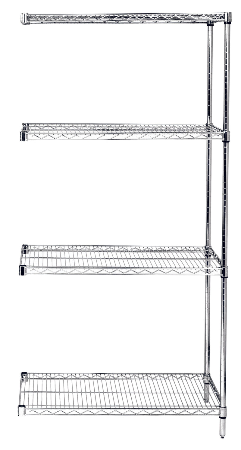 Quantum Wire Shelving Add-On Kit, Chrome Plated Finish, NSF, 12" Deep