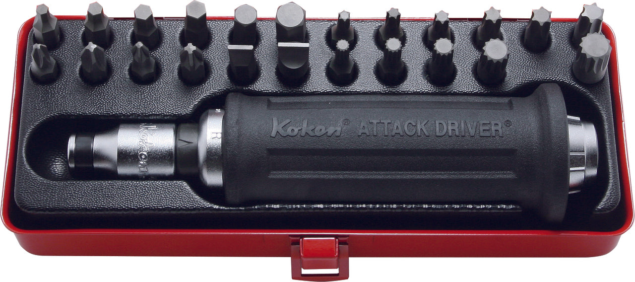 Ko-Ken AG112F, 1/2 Sq. Dr. Attack Driver Set     Rubber Grip 25 pieces