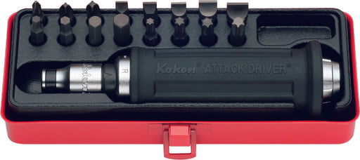 Ko-Ken AG112H, 1/2 Sq. Dr. Attack Driver Set     Rubber Grip 18 pieces