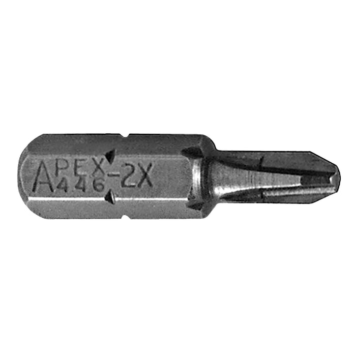 APEX 446-2X | Insert Bit | 1/4" Hex Drive | PH2 - Phillips | Length: 1" (25mm) | Limited Clearance | Max Hardness