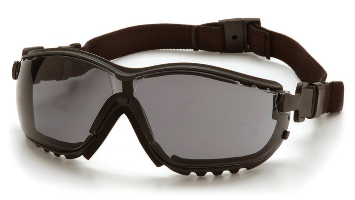 Pyramex GB1820ST, V2G Sealed Eyewear, Padded Frame, Black Frame Color, Gray with H2X Anti-Fog Lens Color