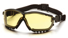 Pyramex GB1830ST, V2G Sealed Eyewear, Padded Frame, Black Frame Color, Amber with H2X Anti-Fog Lens Color