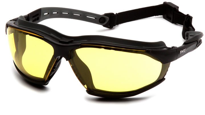 Pyramex GB9430STM, Isotope Sealed Eyewear, Black-Gray Frame Color, Amber with H2MAX Anti-Fog Lens Color