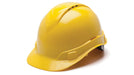 Pyramex HP44130V, Ridgeline Hard Hat, Vented, Yellow Color, 4-Point Ratchet Suspension Suspension Sytem